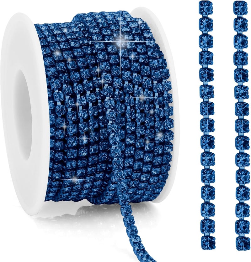 Liwidon Rhinestone Chain 10 Yards Rhinestone Trim Blue Bling Diamond Rhinestones Strips 3mm Glitter Bling Crystal Rhinestones Close Chains Claw Cup Chains Trim for Sewing DIY Crafting Jewelry Clothes - Image 1